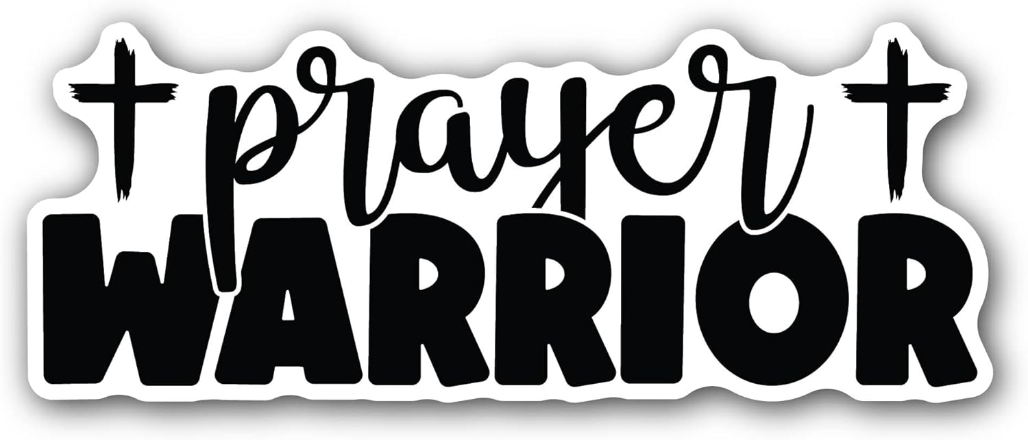 2 (Pieces) 3" and 5" Prayer Warrior Text Sticker, Waterproof Vinyl Decals for Many Purpose Like Cars, Trucks, Laptops, Phones, Windows and More