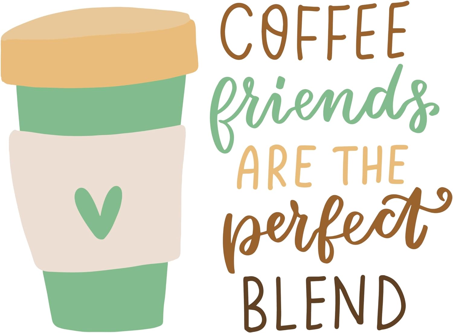 Inspirational Quote "Coffee Friends are The Perfect Blend-" Motivational Sticker Vinyl Decal Motivation Stickers- 5" Vinyl Sticker Waterproof