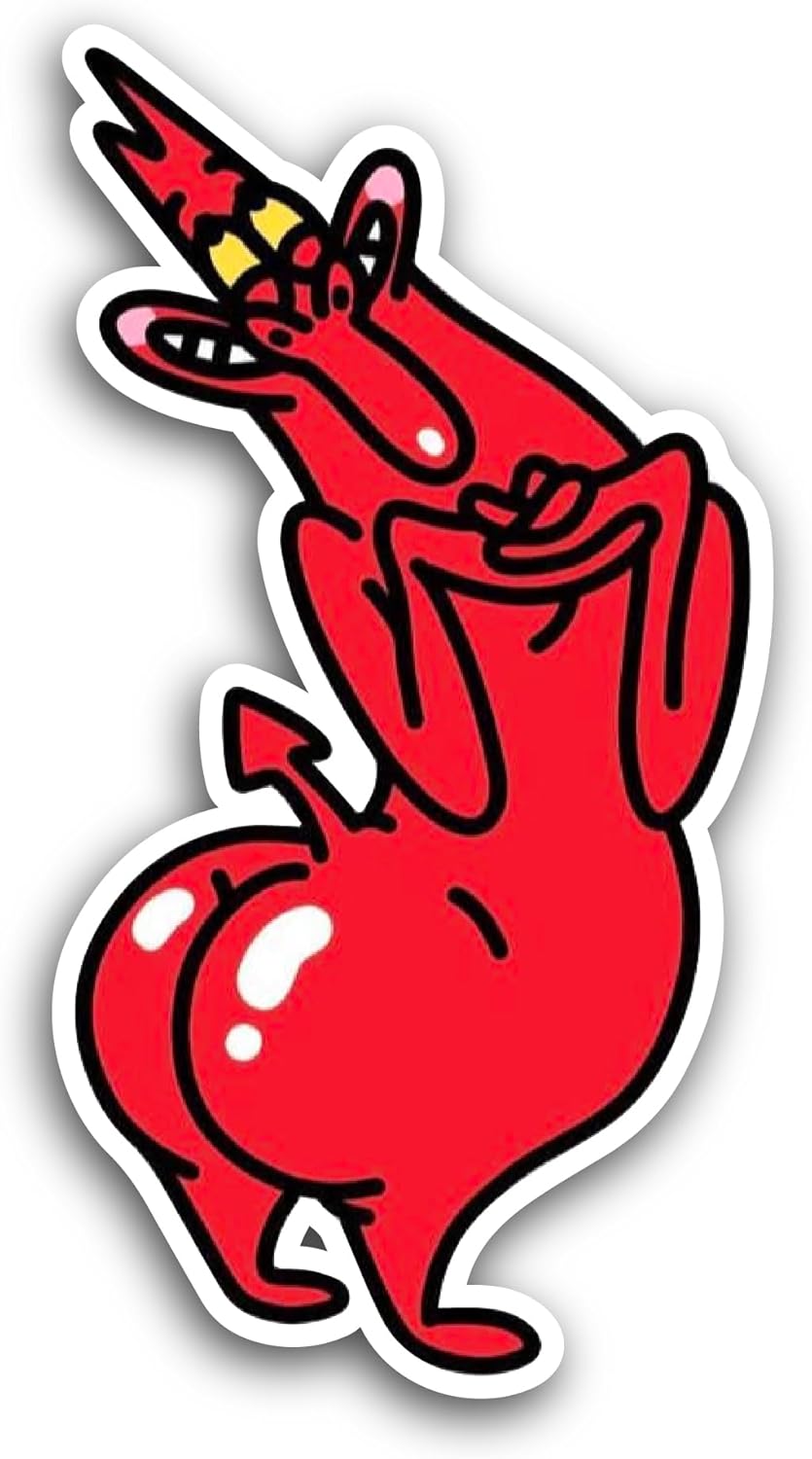 2 (Pieces) 3" and 5" Red Guy Sticker, Waterproof Vinyl Decals for Many Purpose Like Cars, Trucks, Laptops, Phones, Windows and More
