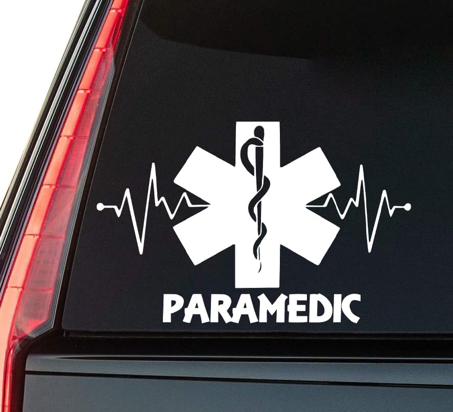 Paramedic Window Vinyl Decal Sticker 6" (White), Waterproof Vinyl Decals for Many Purpose Like Cars, Trucks, Laptops, Phones, Windows and More