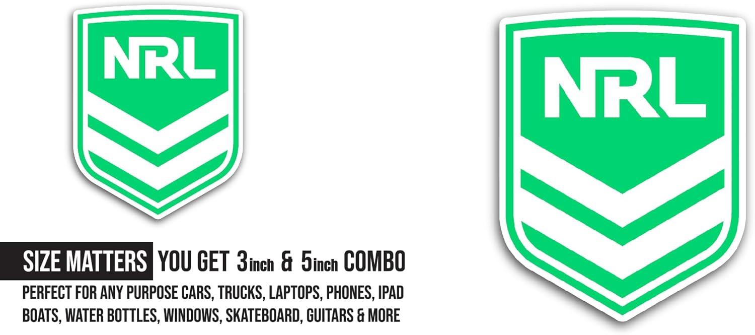 2 (Pieces) 3" and 5" Nati0nal Rugby League Sticker, Waterproof Vinyl Decals for Many Purpose Like Cars, Trucks, Laptops, Phones, Windows and More
