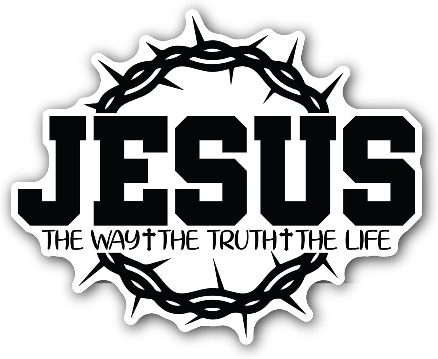 2 (Pieces) 3" and 5" Jesus Bold Text Sticker, Waterproof Vinyl Decals for Many Purpose Like Cars, Trucks, Laptops, Phones, Windows and More