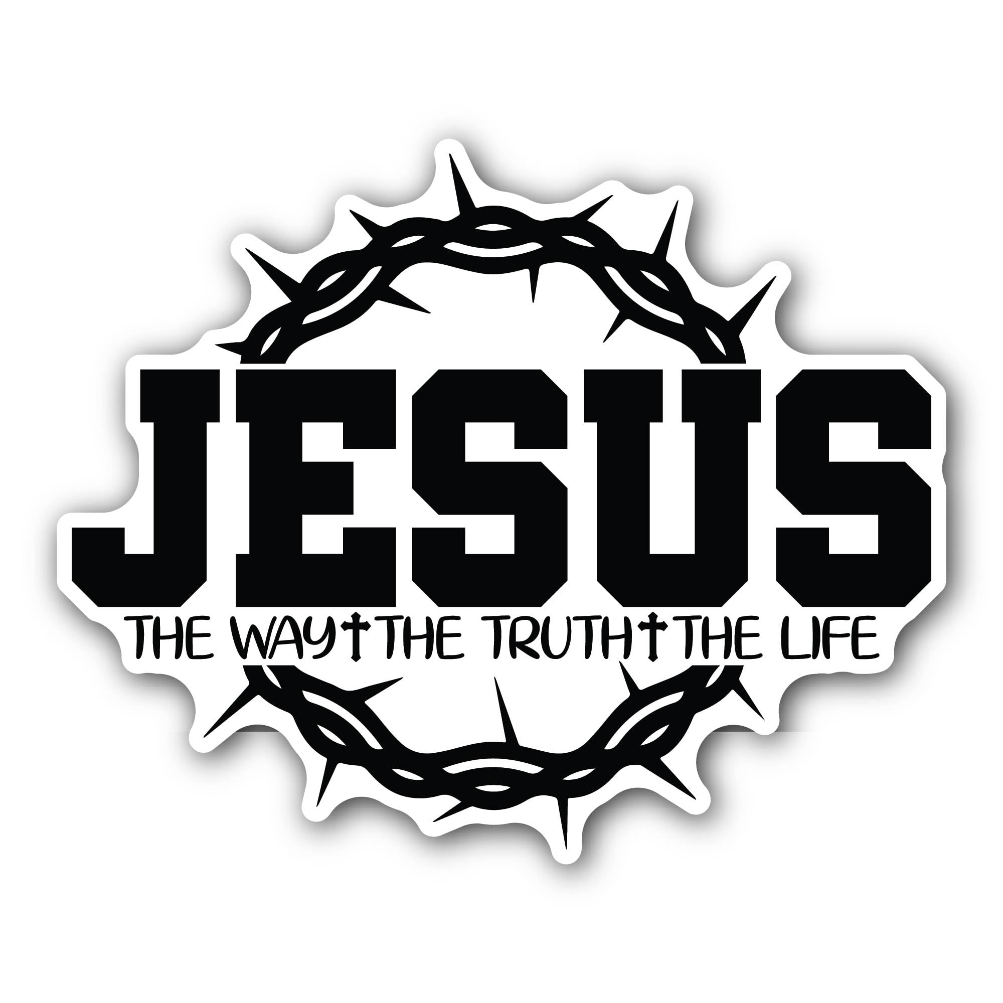 2 (Pieces) 3" and 5" Jesus Bold Text Sticker, Waterproof Vinyl Decals for Many Purpose Like Cars, Tr