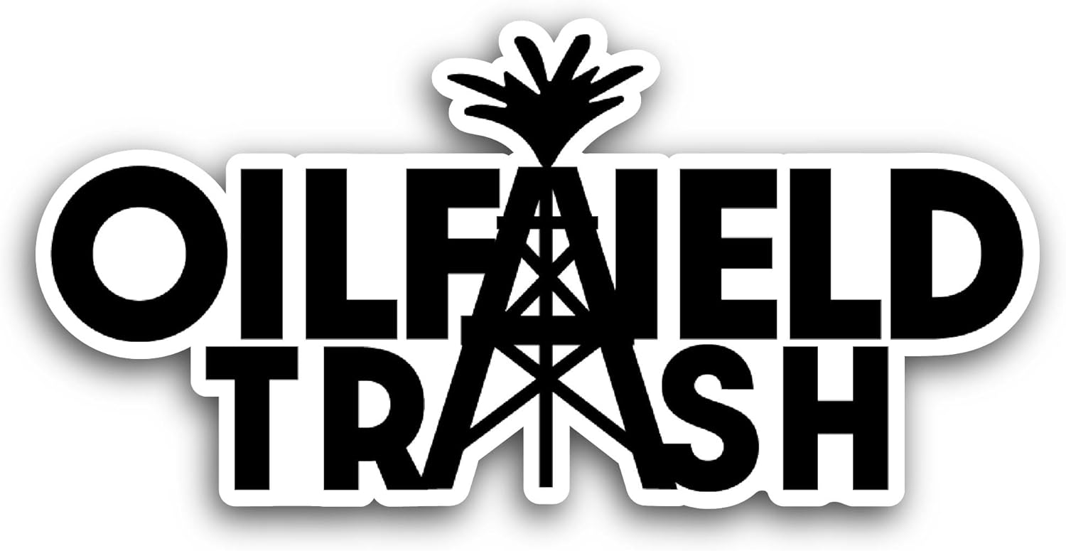 2 (Pieces) 3" and 5" Oilfield Trash Sticker, Waterproof Vinyl Decals for Many Purpose Like Cars, Trucks, Laptops, Phones, Windows and More