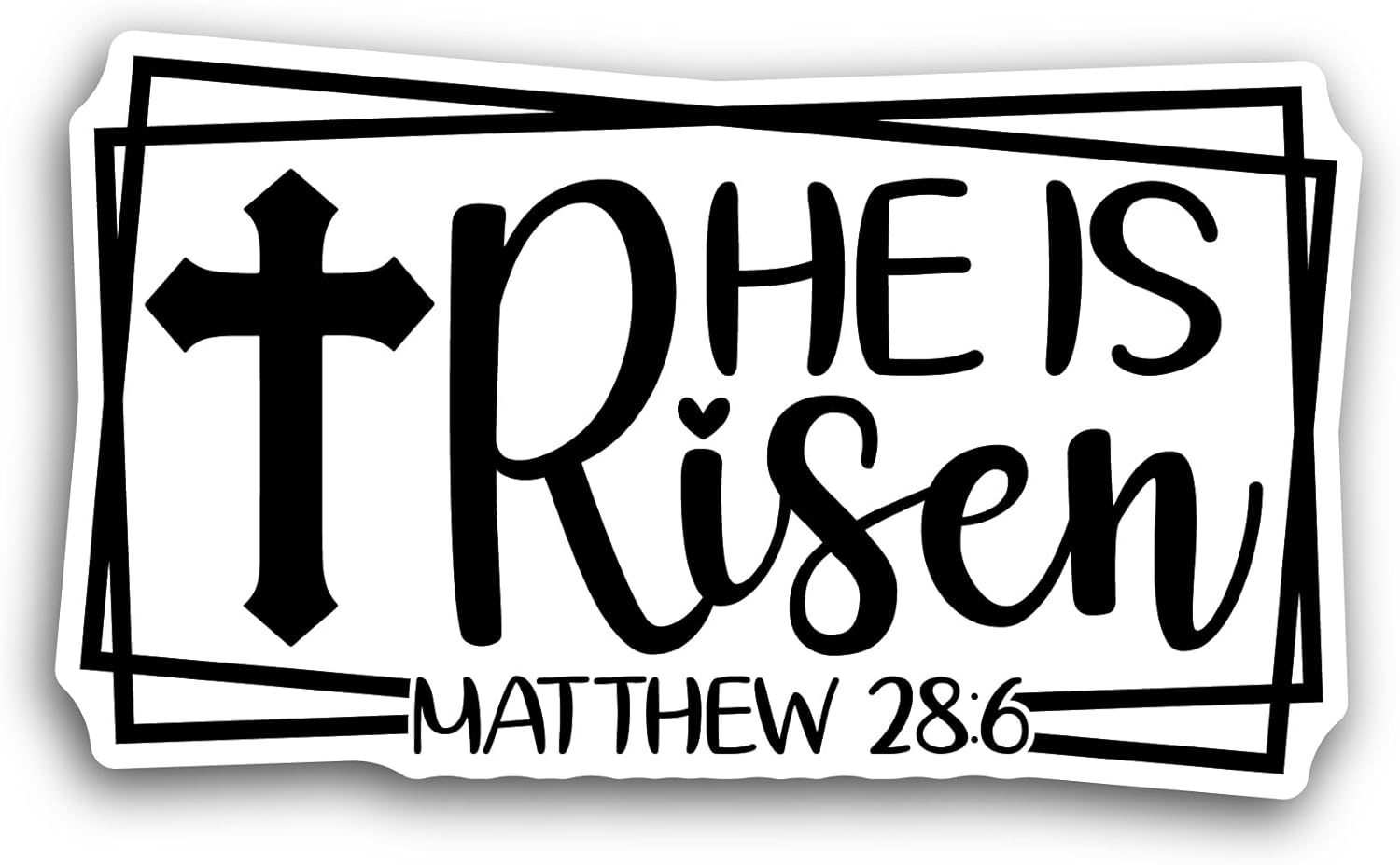 2 (Pieces) 3" and 5" He is Risen Black Text Sticker, Waterproof Vinyl Decals for Many Purpose Like Cars, Trucks, Laptops, Phones, Windows and More