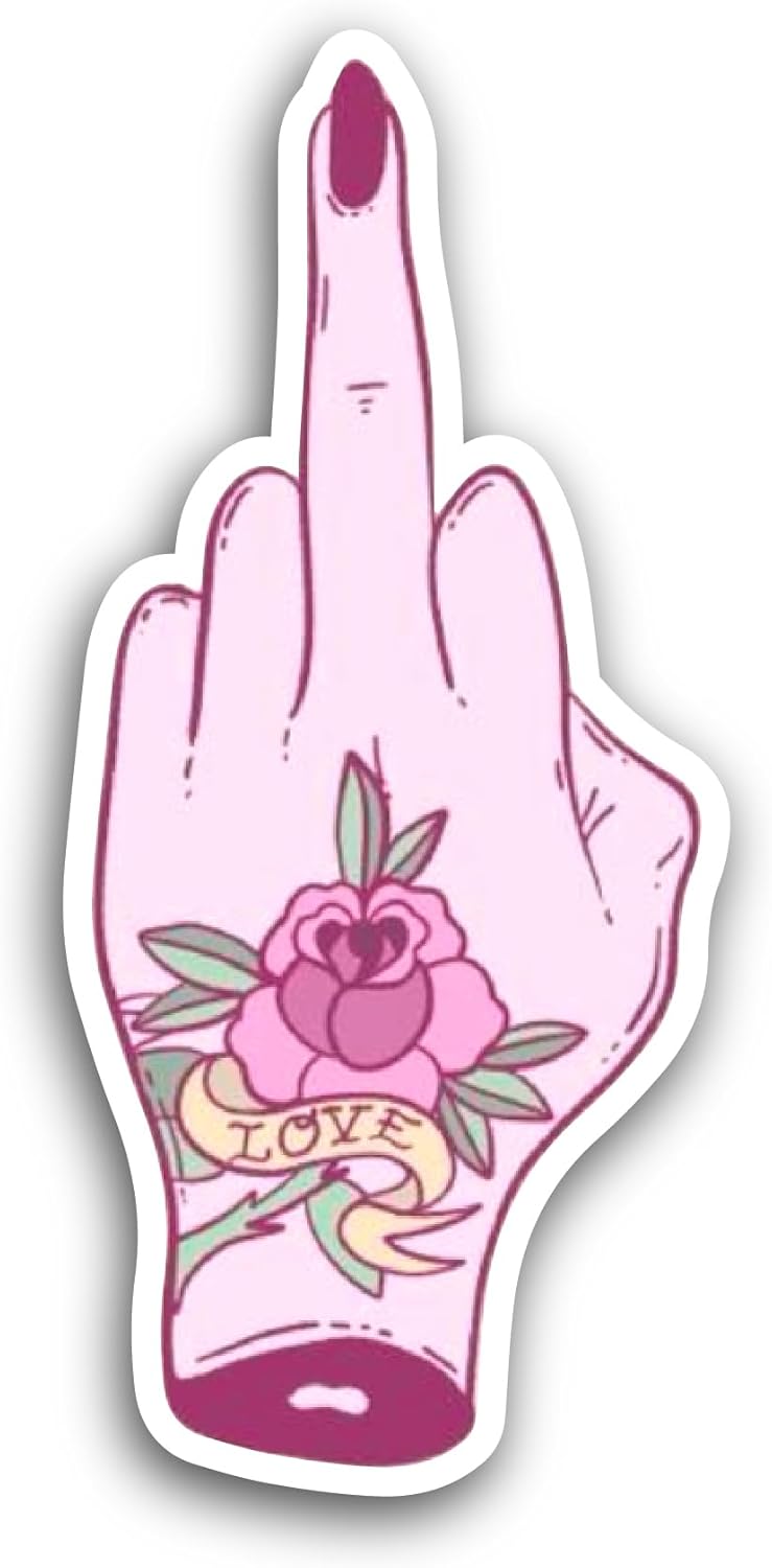 2 (Pieces) 3" and 5" Hand with Art Sticker, Waterproof Vinyl Decals for Many Purpose Like Cars, Trucks, Laptops, Phones, Windows and More