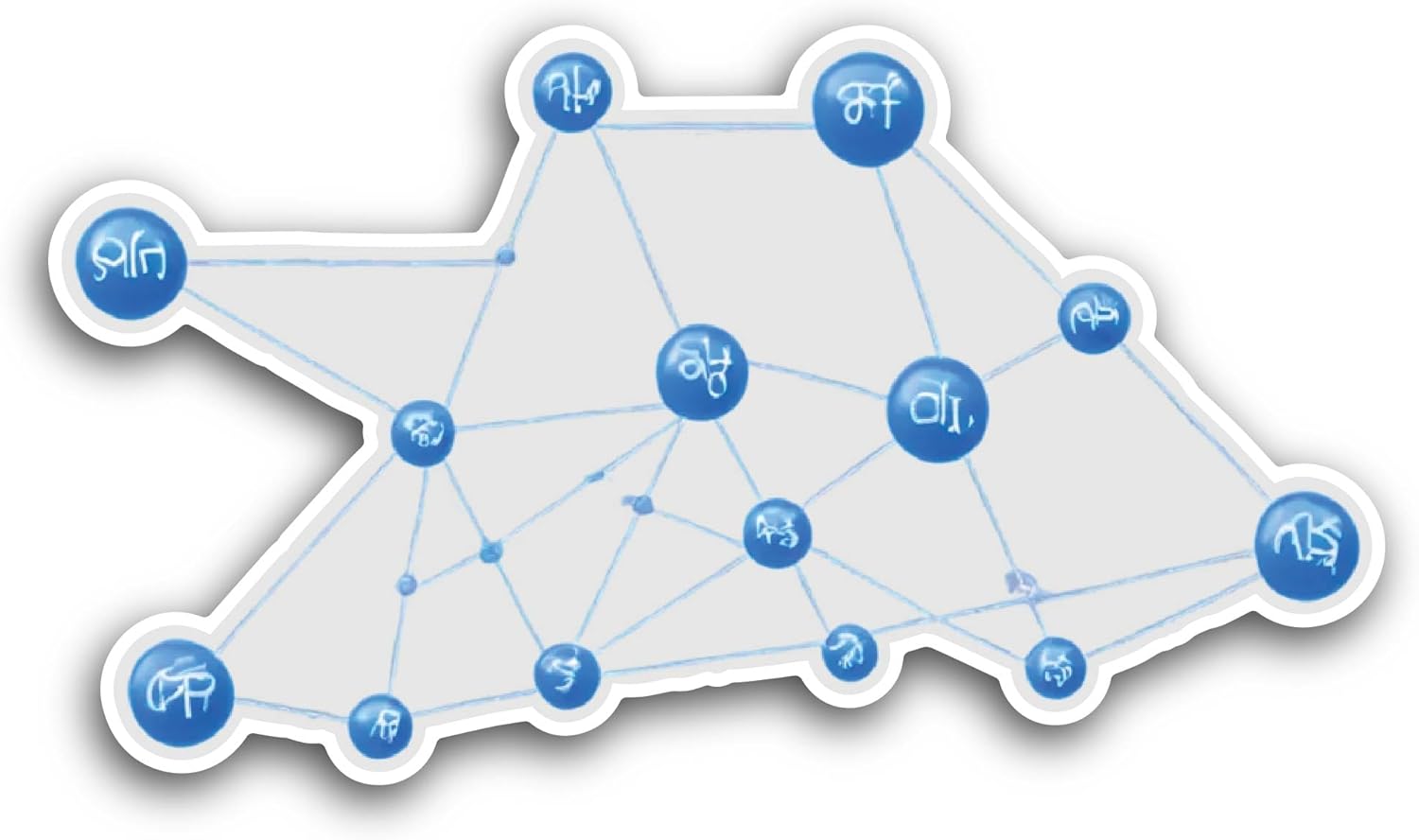 2 (Pieces) 3" and 5" Network Diagram Sticker, Waterproof Vinyl Decals for Many Purpose Like Cars, Trucks, Laptops, Phones, Windows and More
