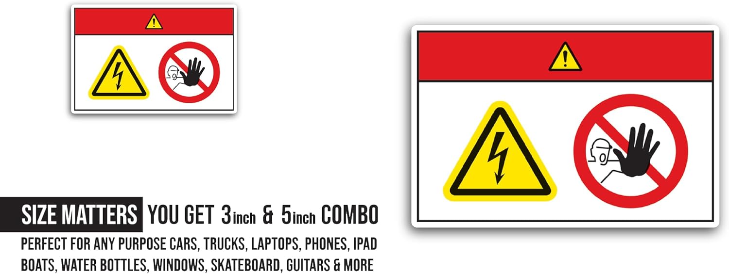 2 (Pieces) 3" and 5" Danger Electricity Warning Sign Dont Touch Sticker, Waterproof Vinyl Decals for Many Purpose Like Cars, Trucks, Laptops, Phones, Windows and More