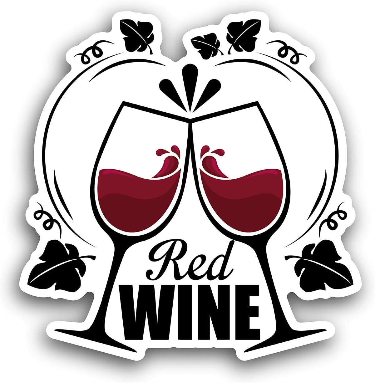 2 (Pieces) 3" and 5" Red Wine Glass Sticker, Waterproof Vinyl Decals for Many Purpose Like Cars, Trucks, Laptops, Phones, Windows and More