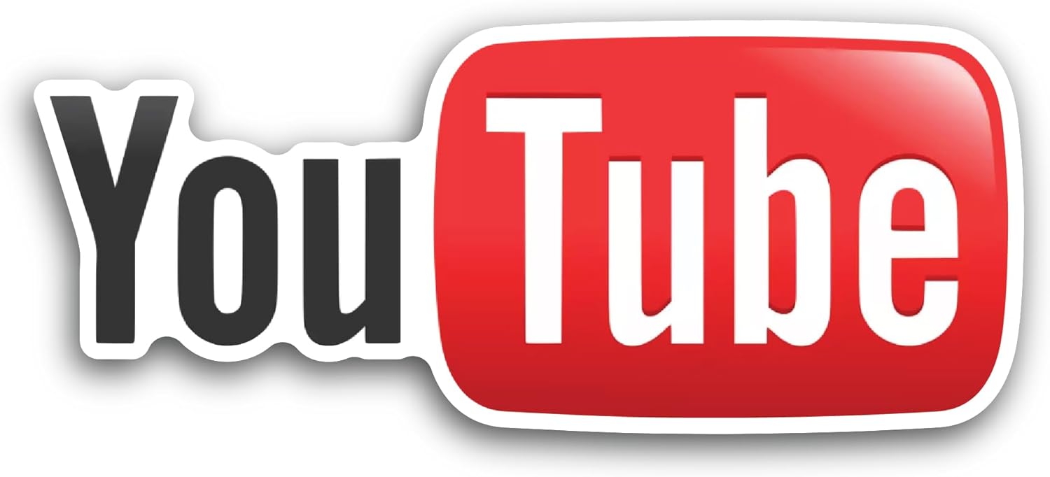 2 (Pieces) 3" and 5" You Tube Sticker, Waterproof Vinyl Decals for Many Purpose Like Cars, Trucks, Laptops, Phones, Windows and More
