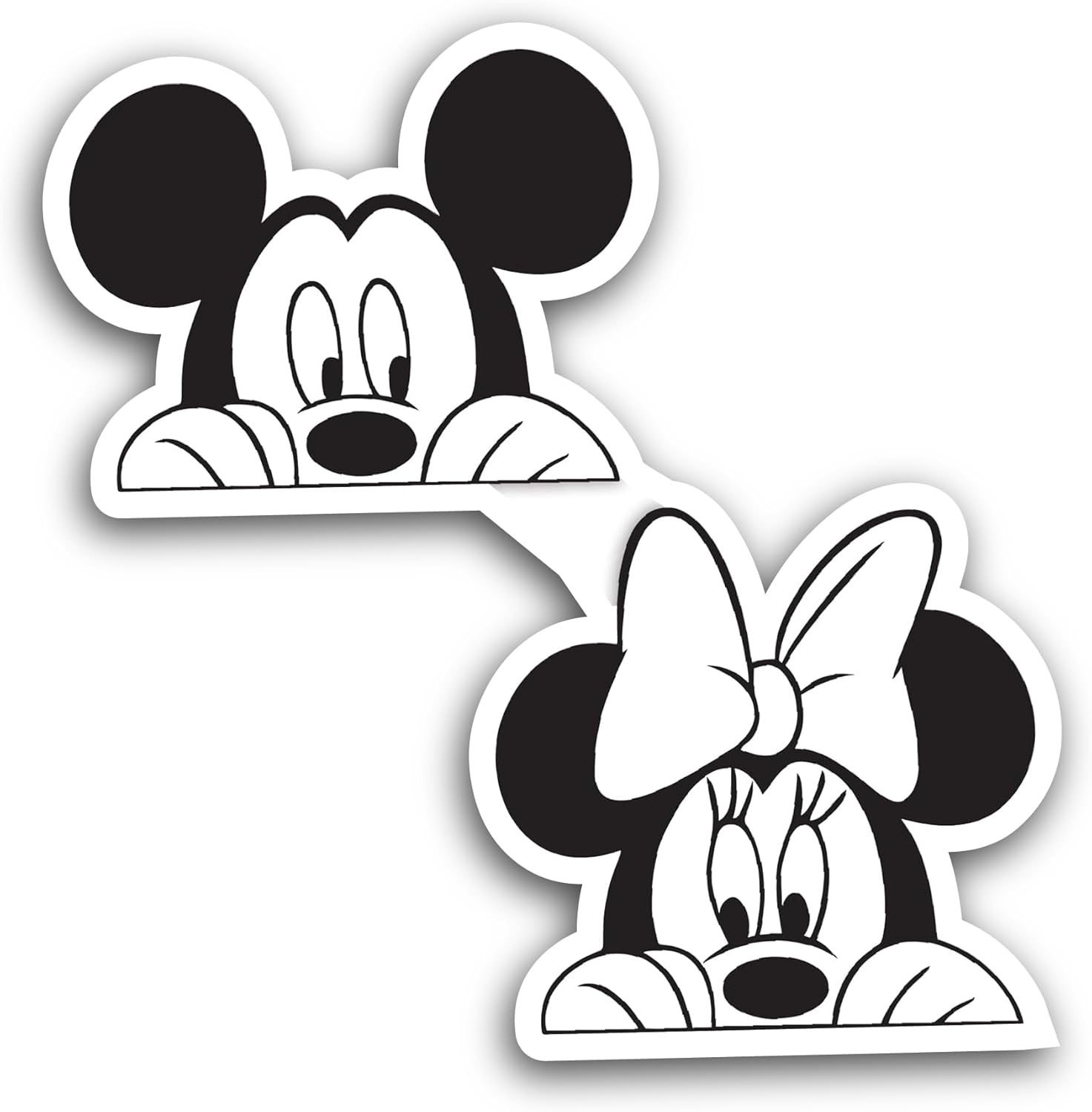 2 (Pieces) 3" and 5" Cute Cartoon Mouse Face Sticker, Waterproof Vinyl Decals for Many Purpose Like Cars, Trucks, Laptops, Phones, Windows and More