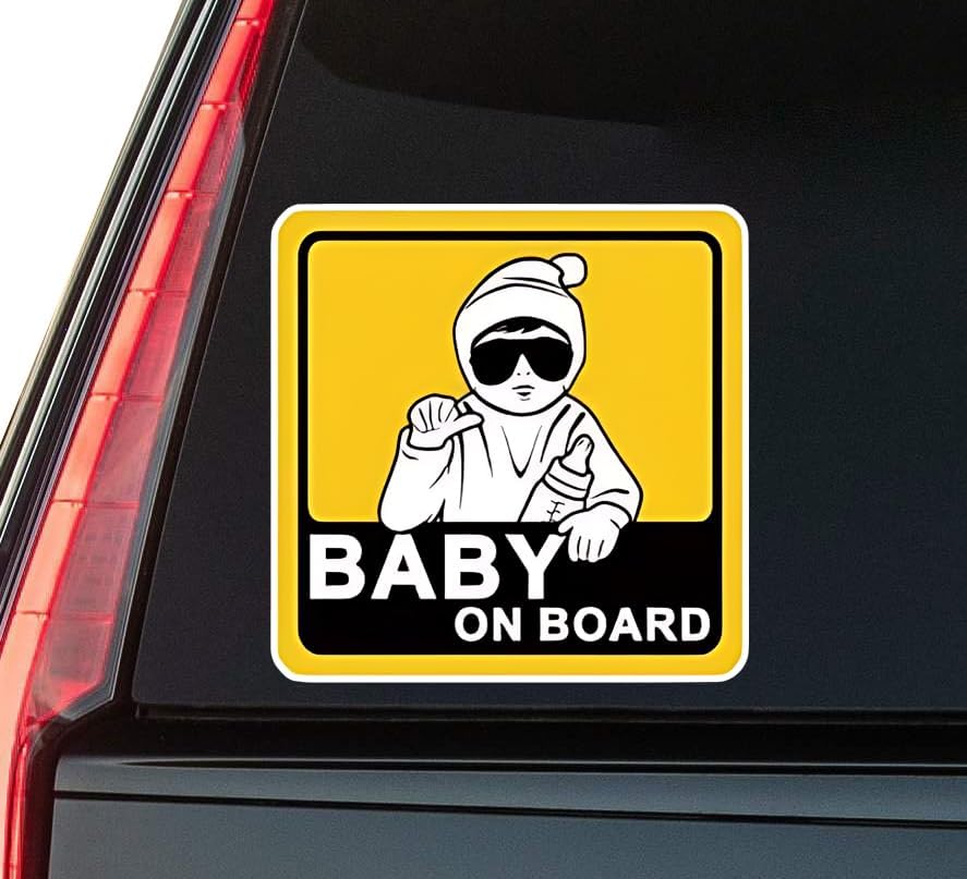 Baby On Board Text Window Vinyl Decal Sticker 6" (White), Waterproof Vinyl Decals for Many Purpose Like Cars, Trucks, Laptops, Phones, Windows and More