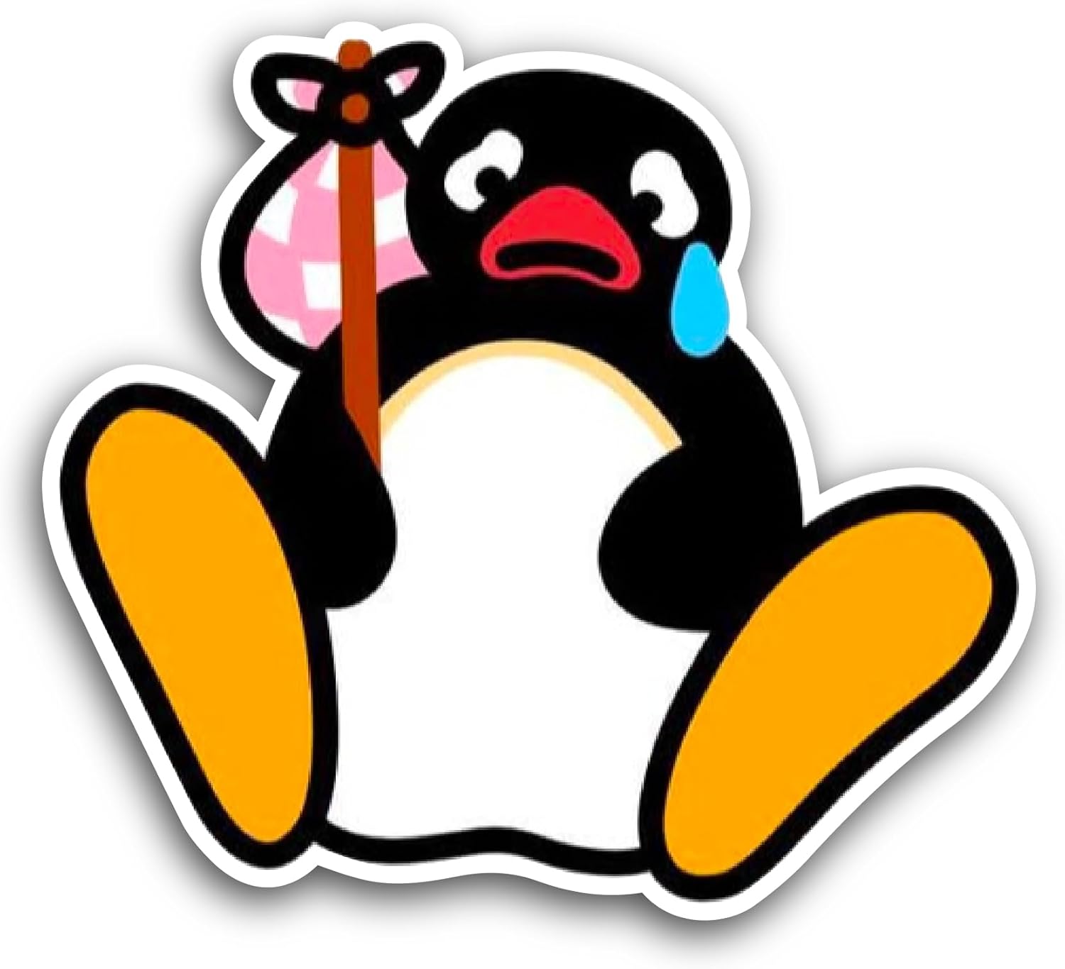 2 (Pieces) 3" and 5" Sad Penguin Sticker, Waterproof Vinyl Decals for Many Purpose Like Cars, Trucks, Laptops, Phones, Windows and More