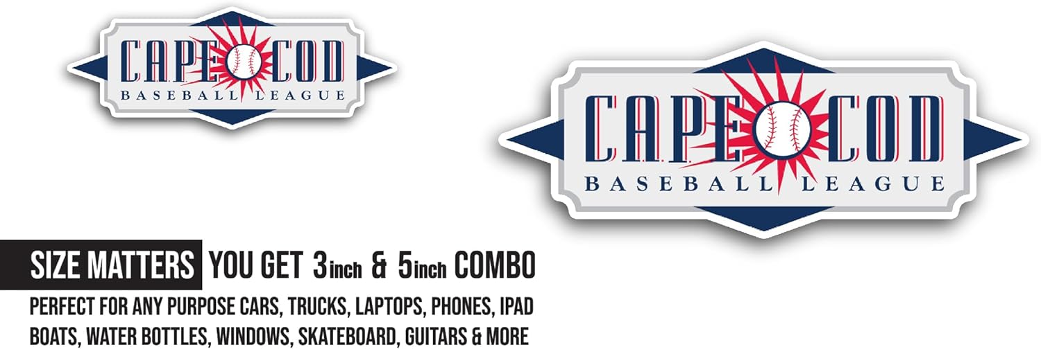 2 (Pieces) 3" and 5" Cape C0d Baseball League Sticker, Waterproof Vinyl Decals for Many Purpose Like Cars, Trucks, Laptops, Phones, Windows and More
