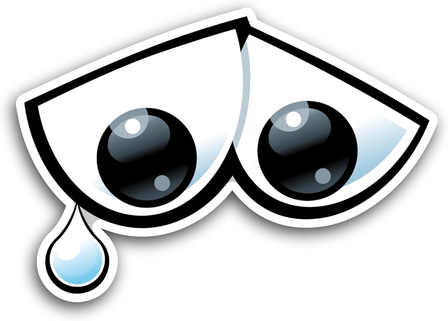 2 (Pieces) 3" and 5" Eyes with Drop of tears Decal Sticker, Waterproof Vinyl Decals for Many Purpose Like Cars, Trucks, Laptops, Phones, Windows and More