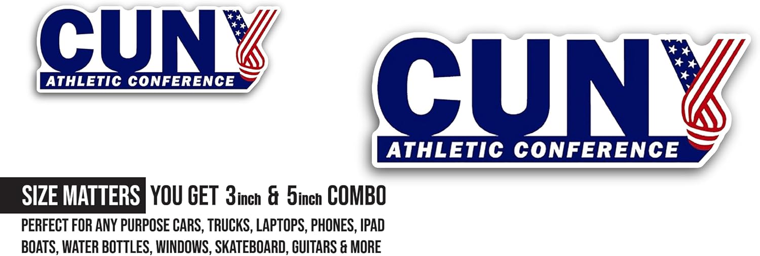 2 (Pieces) 3" and 5" CUNY Athletic C0nference Sticker, Waterproof Vinyl Decals for Many Purpose Like Cars, Trucks, Laptops, Phones, Windows and More