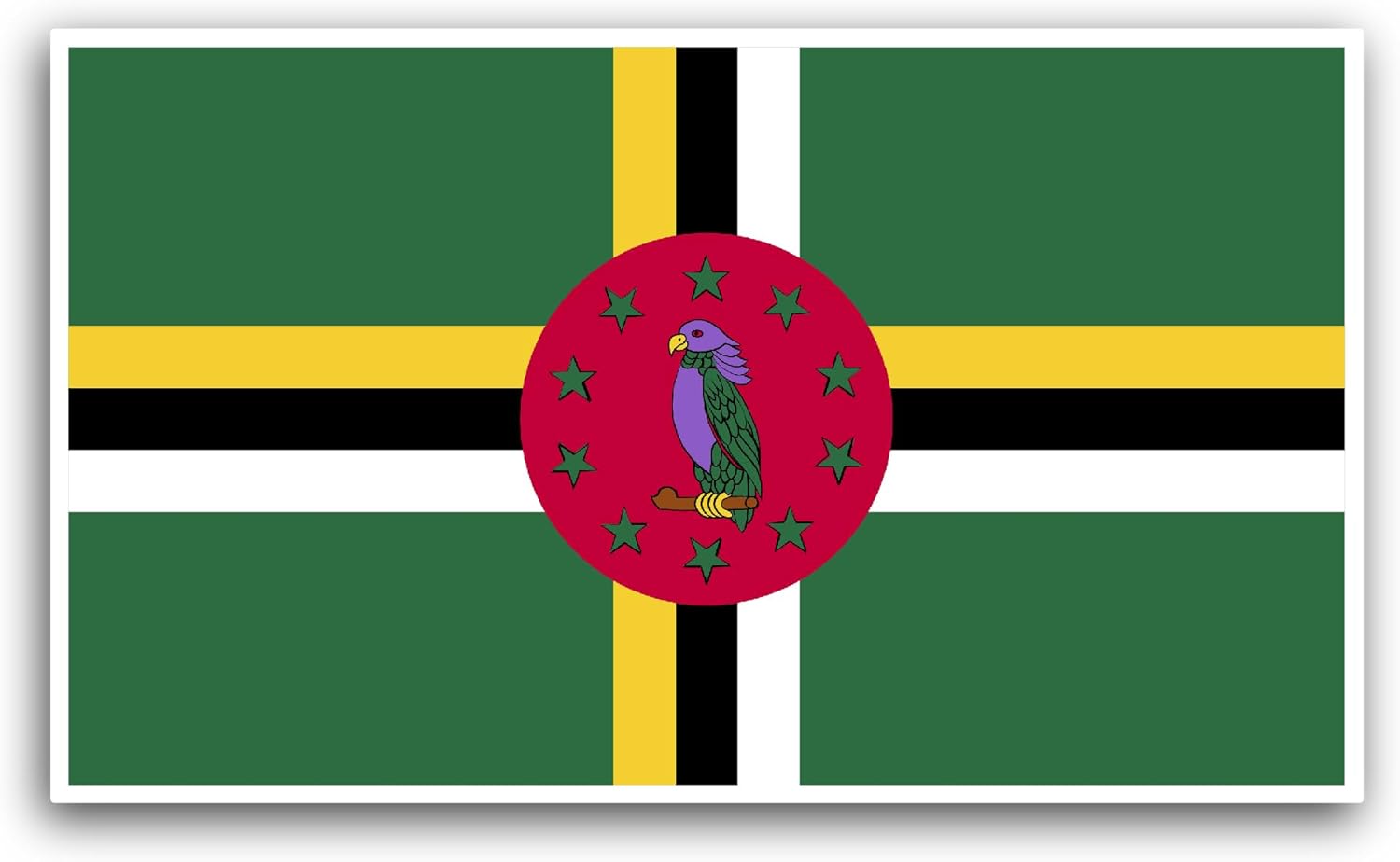 2 (Pieces) 3" and 5" Dominica Flag Sticker, Waterproof Vinyl Decals for Many Purpose Like Cars, Trucks, Laptops, Phones, Windows and More