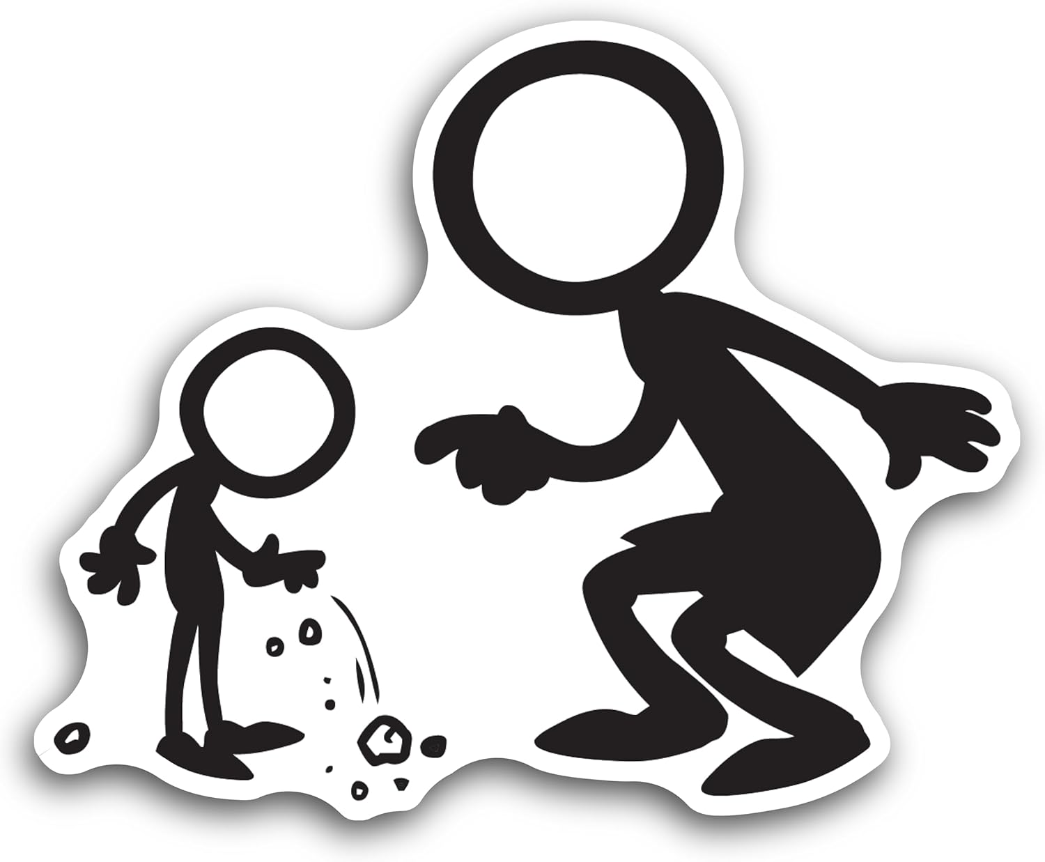 2 (Pieces) 3" and 5" Father Scolding Kid Decal Sticker, Waterproof Vinyl Decals for Many Purpose Like Cars, Trucks, Laptops, Phones, Windows and More
