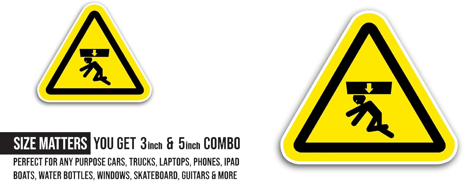 2 (Pieces) 3" and 5" Warning Lift Correctly Symbol Sticker, Waterproof Vinyl Decals for Many Purpose Like Cars, Trucks, Laptops, Phones, Windows and More