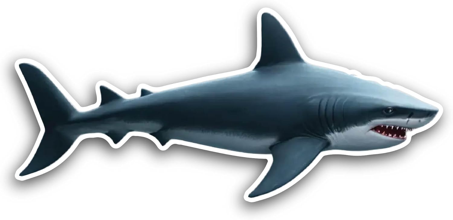 2 (Pieces) 3" and 5" Dangerous Shark Sticker, Waterproof Vinyl Decals for Many Purpose Like Cars, Trucks, Laptops, Phones, Windows and More