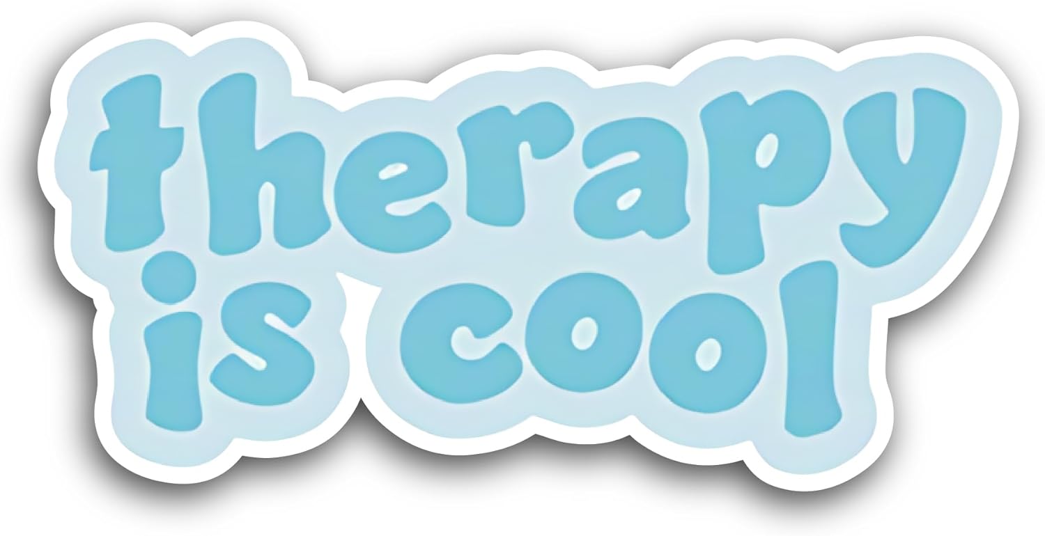 2 (Pieces) 3" and 5" Therapy is Cool Sticker, Waterproof Vinyl Decals for Many Purpose Like Cars, Trucks, Laptops, Phones, Windows and More