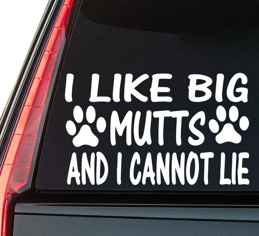 I Like Big Mutts Window Vinyl Decal Sticker 6" (White), Waterproof Vinyl Decals for Many Purpose Like Cars, Trucks, Laptops, Phones, Windows and More