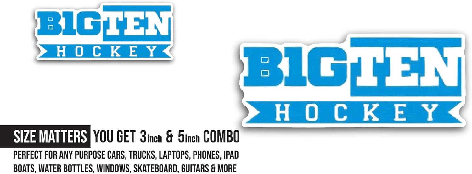 2 (Pieces) 3" and 5" Big Ten H0ckey Logo Decal Sticker, Waterproof Vinyl Decals for Many Purpose Like Cars, Trucks, Laptops, Phones, Windows and More