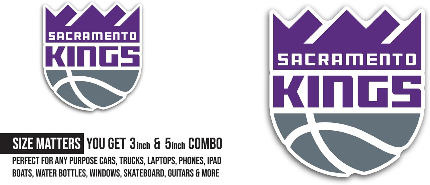2 (Pieces) 3" and 5" S@cramento Kings Decal Sticker, Waterproof Vinyl Decals for Many Purpose Like Cars, Trucks, Laptops, Phones, Windows and More