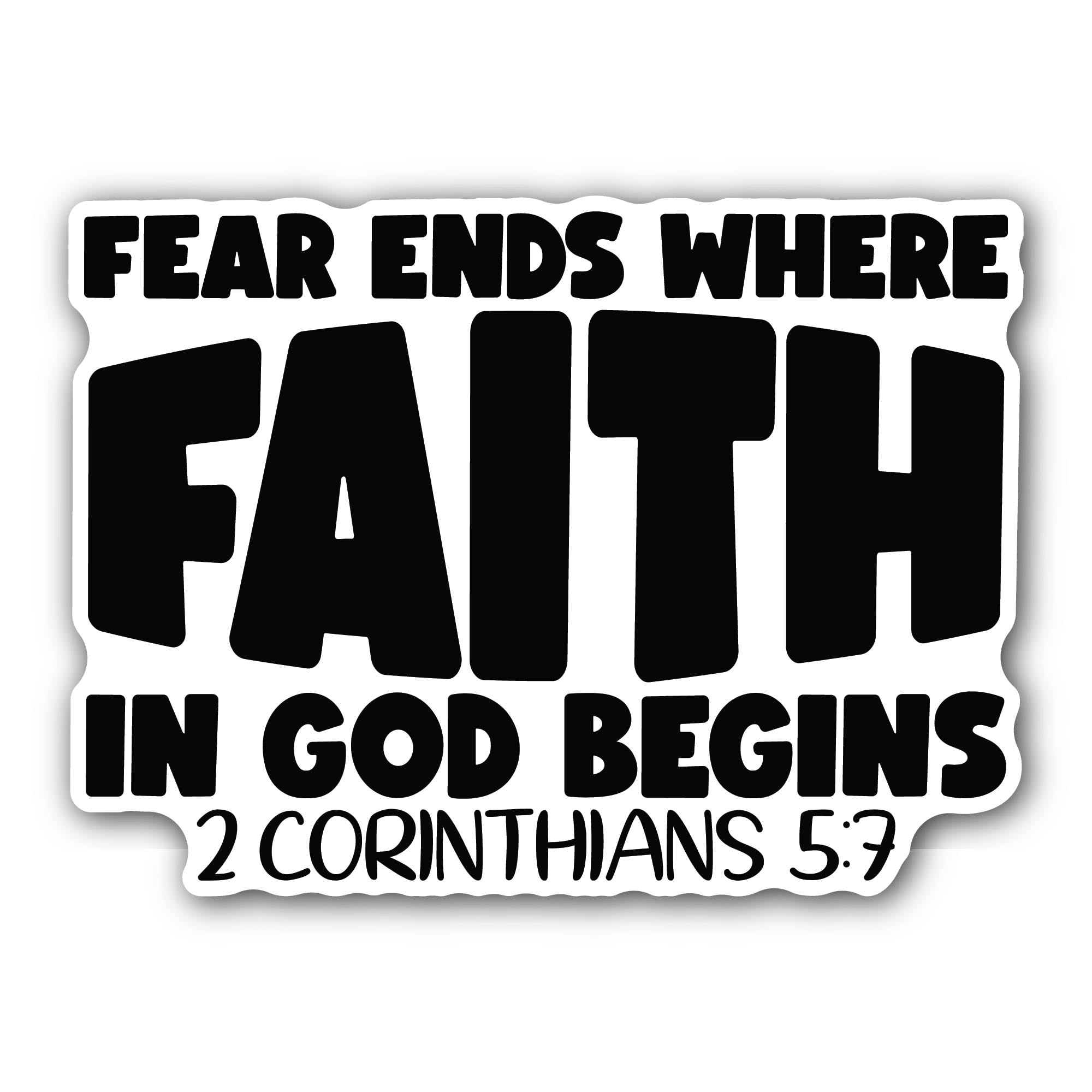 2 (Pieces) 3" and 5" Worry Ends When Faith in GOD Begins Text Sticker, Waterproof Vinyl Decals for M
