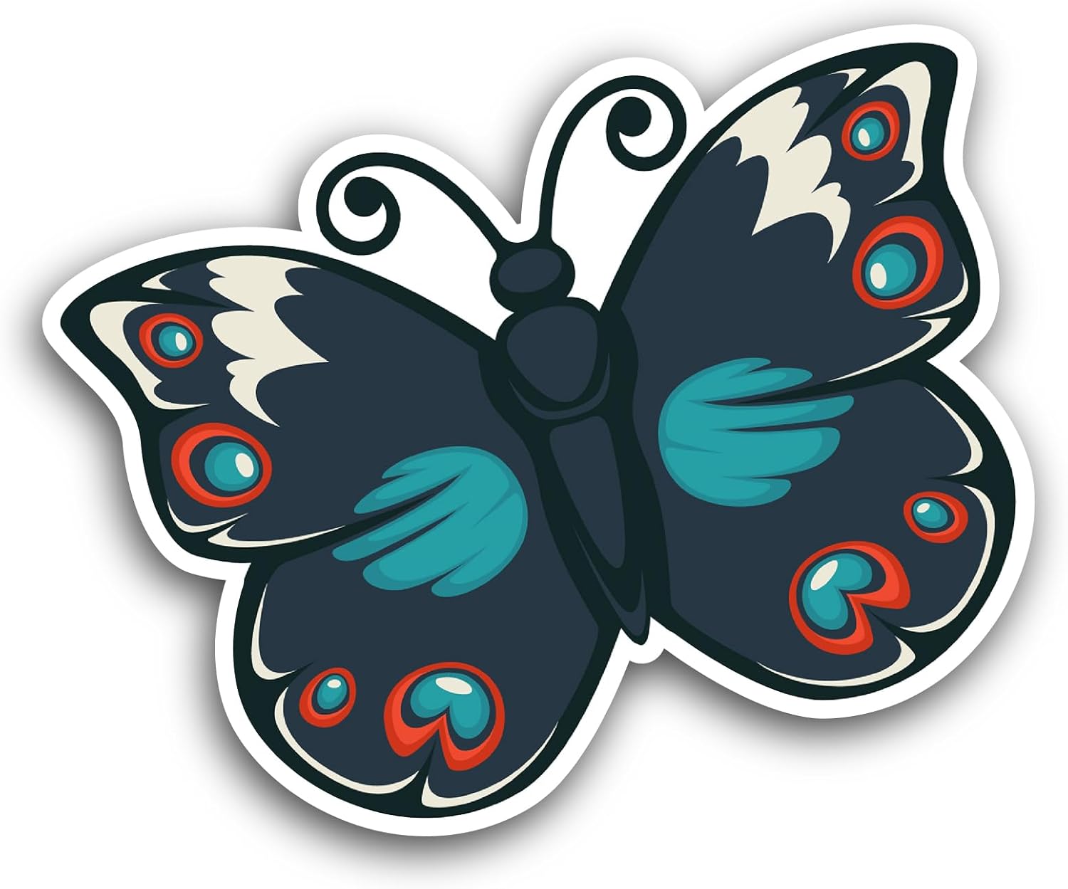 2 (Pieces) 3" and 5" Butterfly Cartoon Sticker, Waterproof Vinyl Decals for Many Purpose Like Cars, Trucks, Laptops, Phones, Windows and More