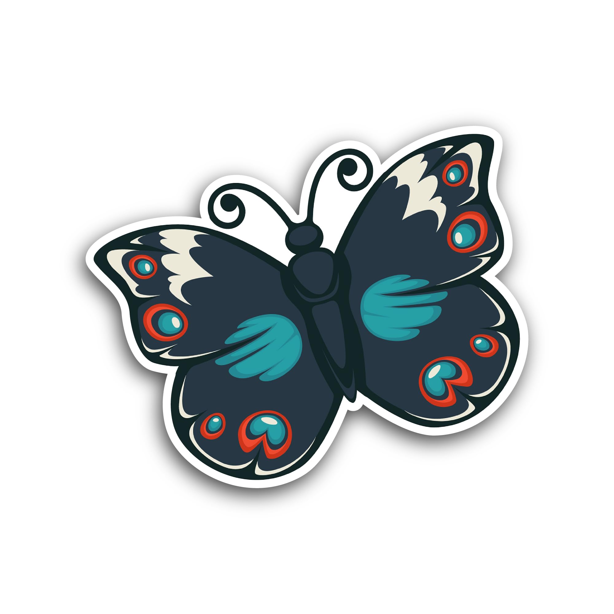 2 (Pieces) 3" and 5" Butterfly Cartoon Sticker, Waterproof Vinyl Decals for Many Purpose Like Cars, 