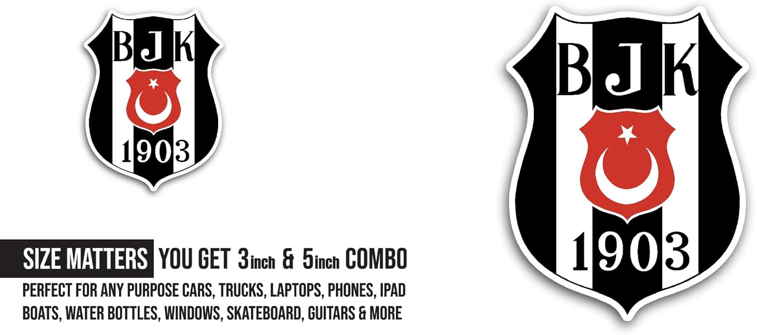 2 (Pieces) 3" and 5" BJK Sticker, Waterproof Vinyl Decals for Many Purpose Like Cars, Trucks, Laptops, Phones, Windows and More