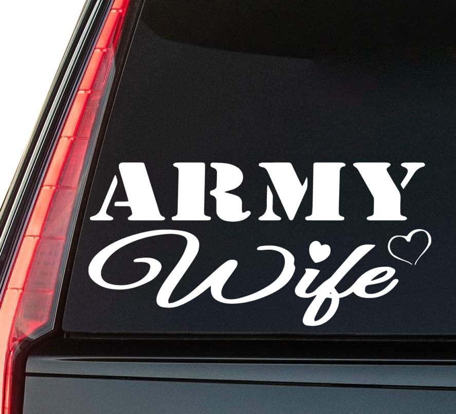 Army Wife Window Vinyl Decal Sticker 6" (White), Waterproof Vinyl Decals for Many Purpose Like Cars, Trucks, Laptops, Phones, Windows and More