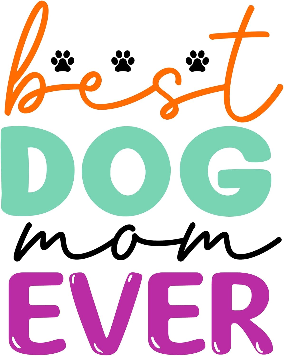 Inspirational Quote "Best Dog Mom Ever" Motivational Sticker Vinyl Decal Motivation Stickers- 5" Vinyl Sticker Waterproof