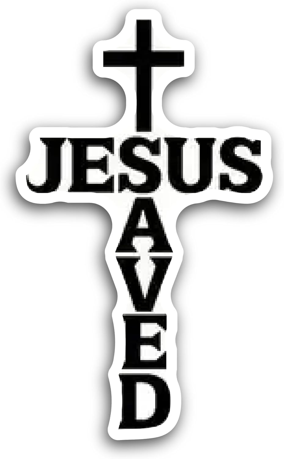 2 (Pieces) 3" and 5" Jesus Saved Sticker, Waterproof Vinyl Decals for Many Purpose Like Cars, Trucks, Laptops, Phones, Windows and More