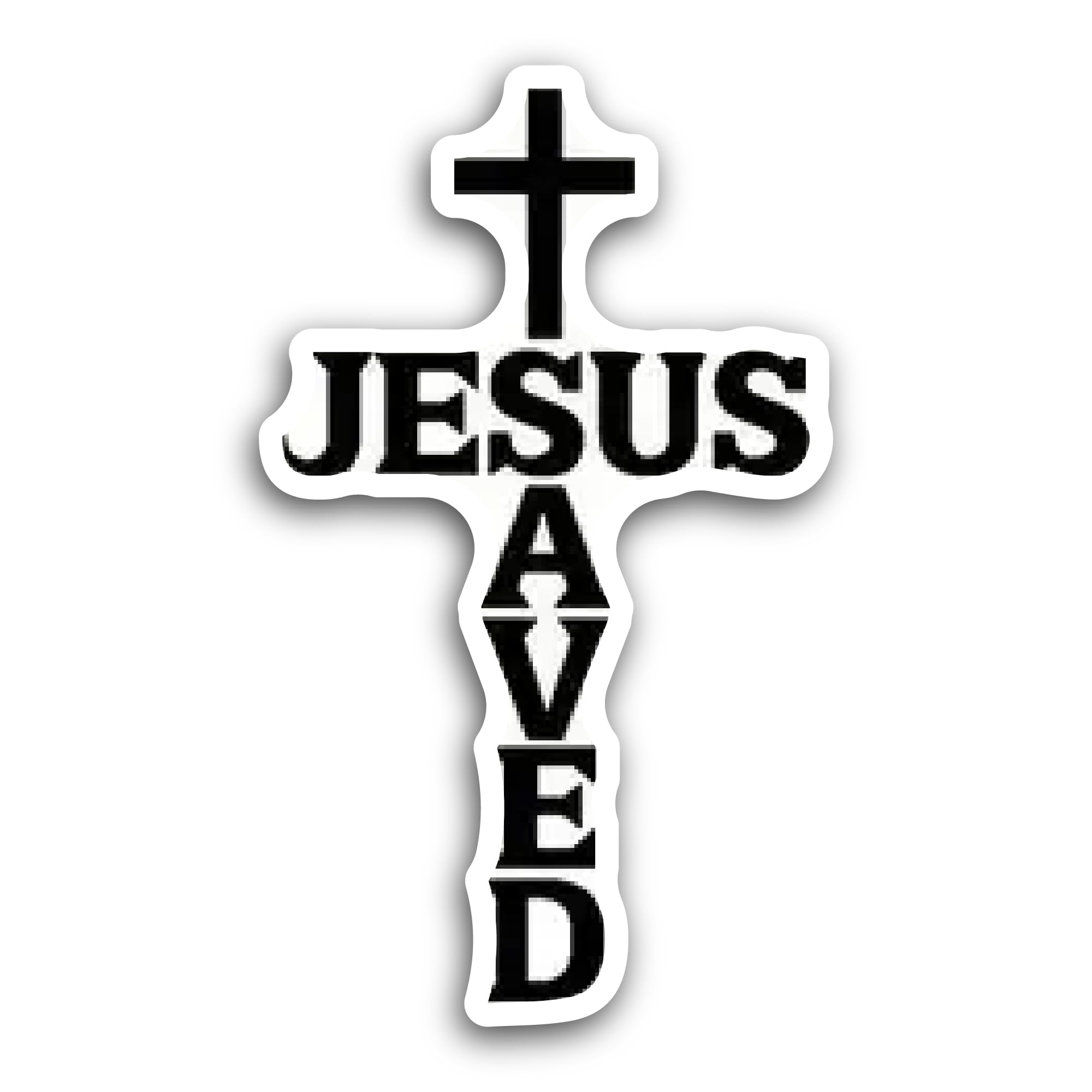 2 (Pieces) 3" and 5" Jesus Saved Sticker, Waterproof Vinyl Decals for Many Purpose Like Cars, Trucks