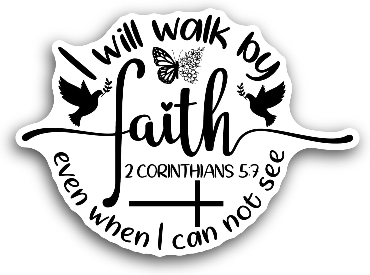 2 (Pieces) 3" and 5" Walk by Faith Sticker, Waterproof Vinyl Decals for Many Purpose Like Cars, Trucks, Laptops, Phones, Windows and More