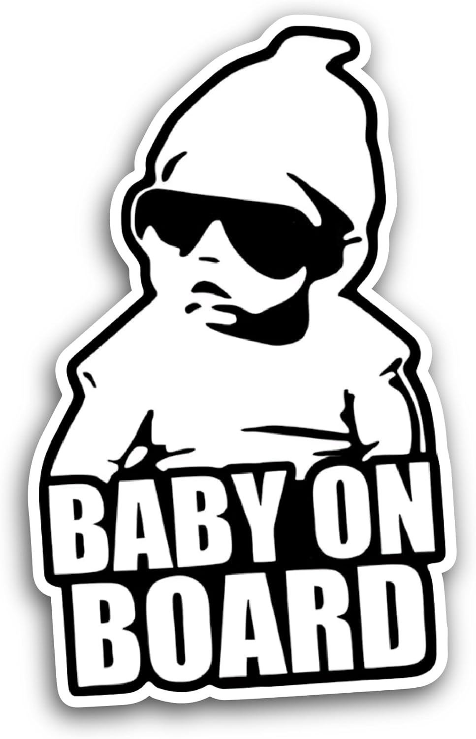 2 (Pieces) 3" and 5" Baby On Board Text Sticker, Waterproof Vinyl Decals for Many Purpose Like Cars, Trucks, Laptops, Phones, Windows and More