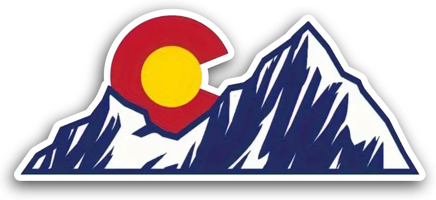 2 (Pieces) 3" and 5" Mountain and Sun Sticker, Waterproof Vinyl Decals for Many Purpose Like Cars, Trucks, Laptops, Phones, Windows and More