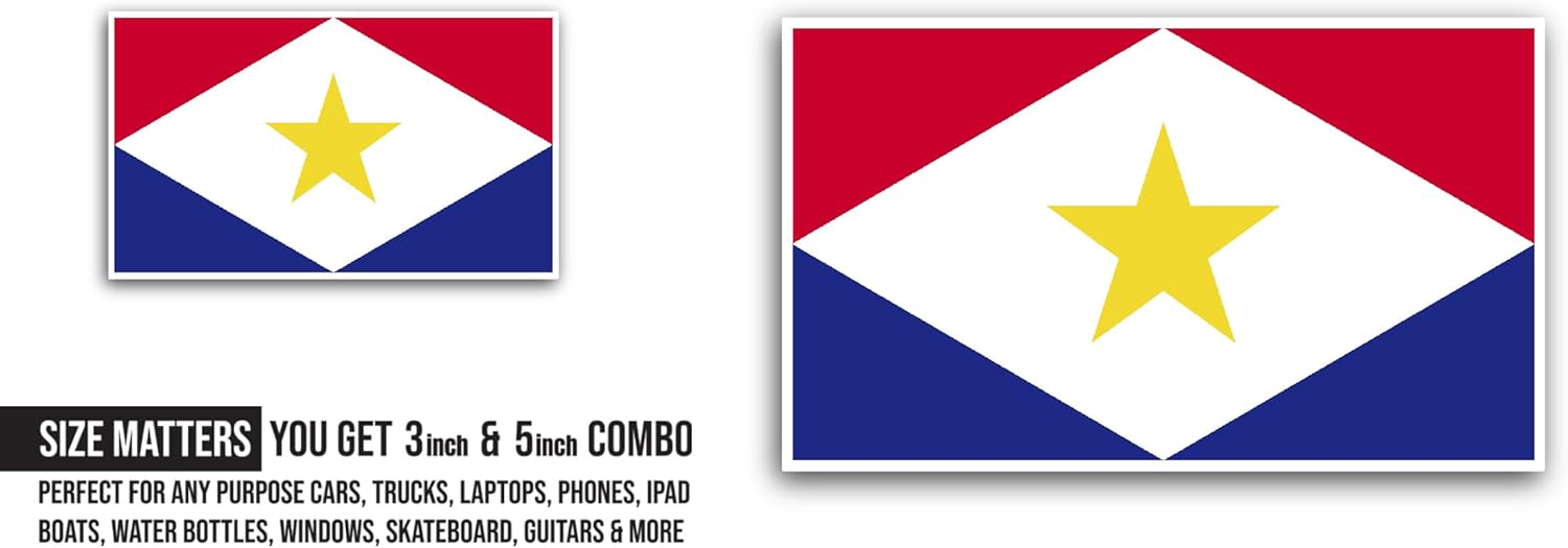 2 (Pieces) 3" and 5" Saba Flag Sticker, Waterproof Vinyl Decals for Many Purpose Like Cars, Trucks, Laptops, Phones, Windows and More