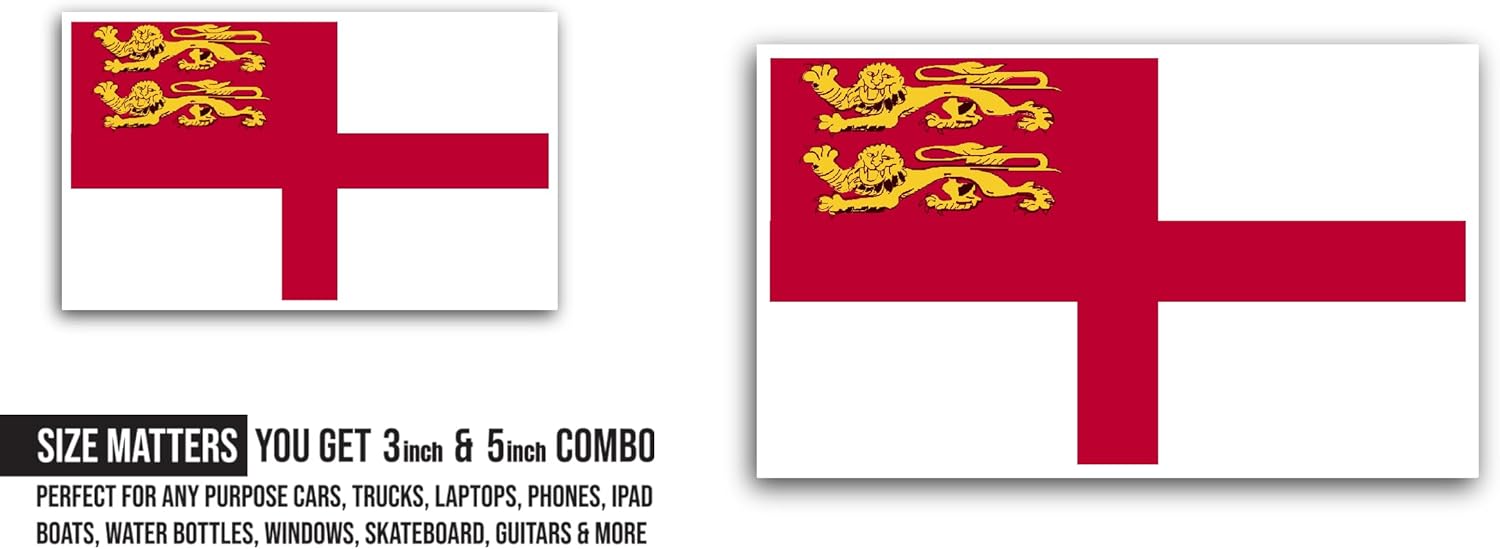 2 (Pieces) 3" and 5" Sark Flag Sticker, Waterproof Vinyl Decals for Many Purpose Like Cars, Trucks, Laptops, Phones, Windows and More