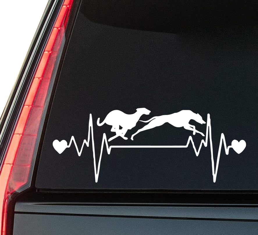 Racing Greyhound Lifeline Window Vinyl Decal Sticker 6" (White), Waterproof Vinyl Decals for Many Purpose Like Cars, Trucks, Laptops, Phones, Windows and More
