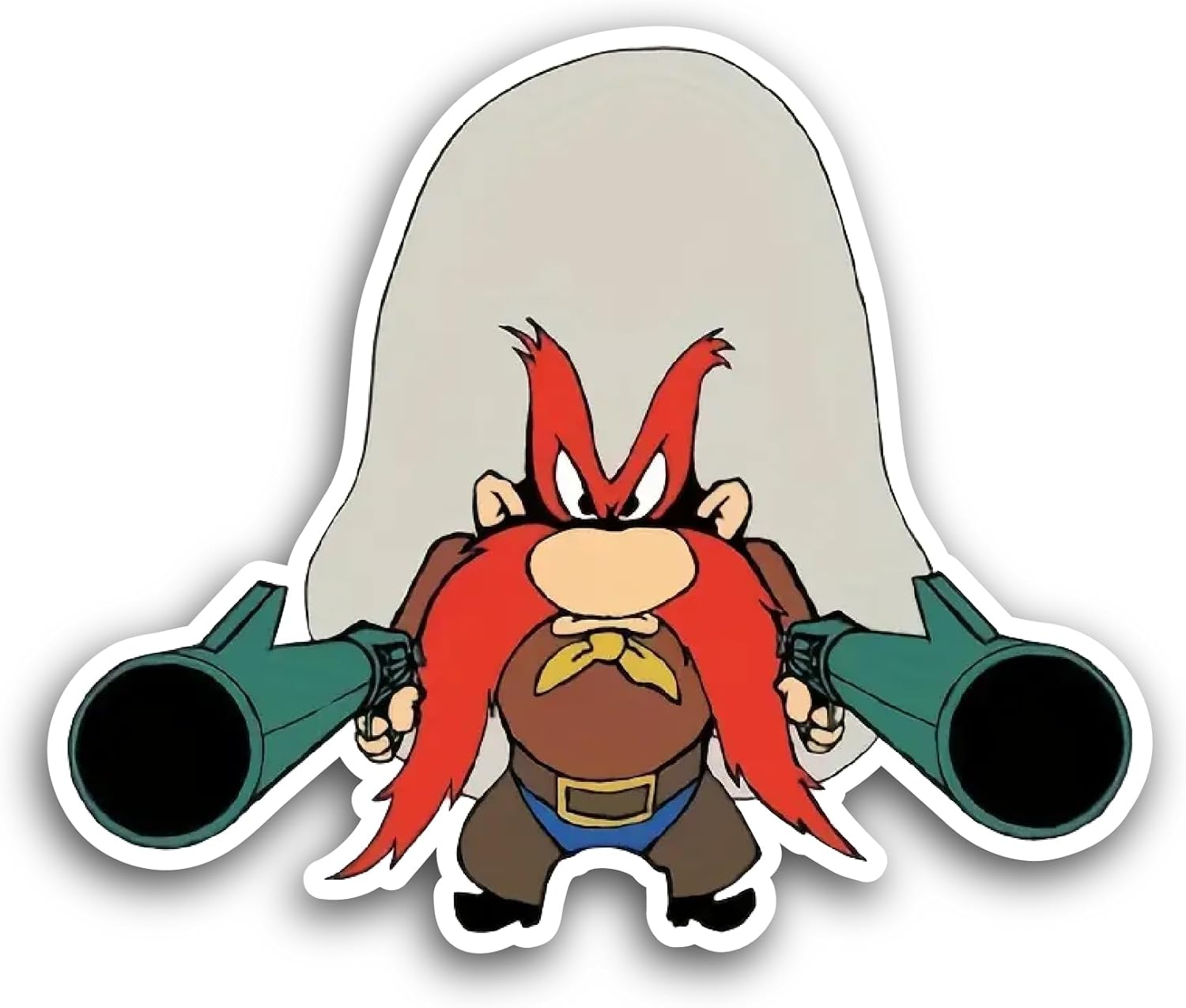 2 (Pieces) 3" and 5" Man with Guns Sticker, Waterproof Vinyl Decals for Many Purpose Like Cars, Trucks, Laptops, Phones, Windows and More