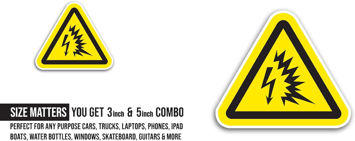 2 (Pieces) 3" and 5" Arc Flash Sticker, Waterproof Vinyl Decals for Many Purpose Like Cars, Trucks, Laptops, Phones, Windows and More