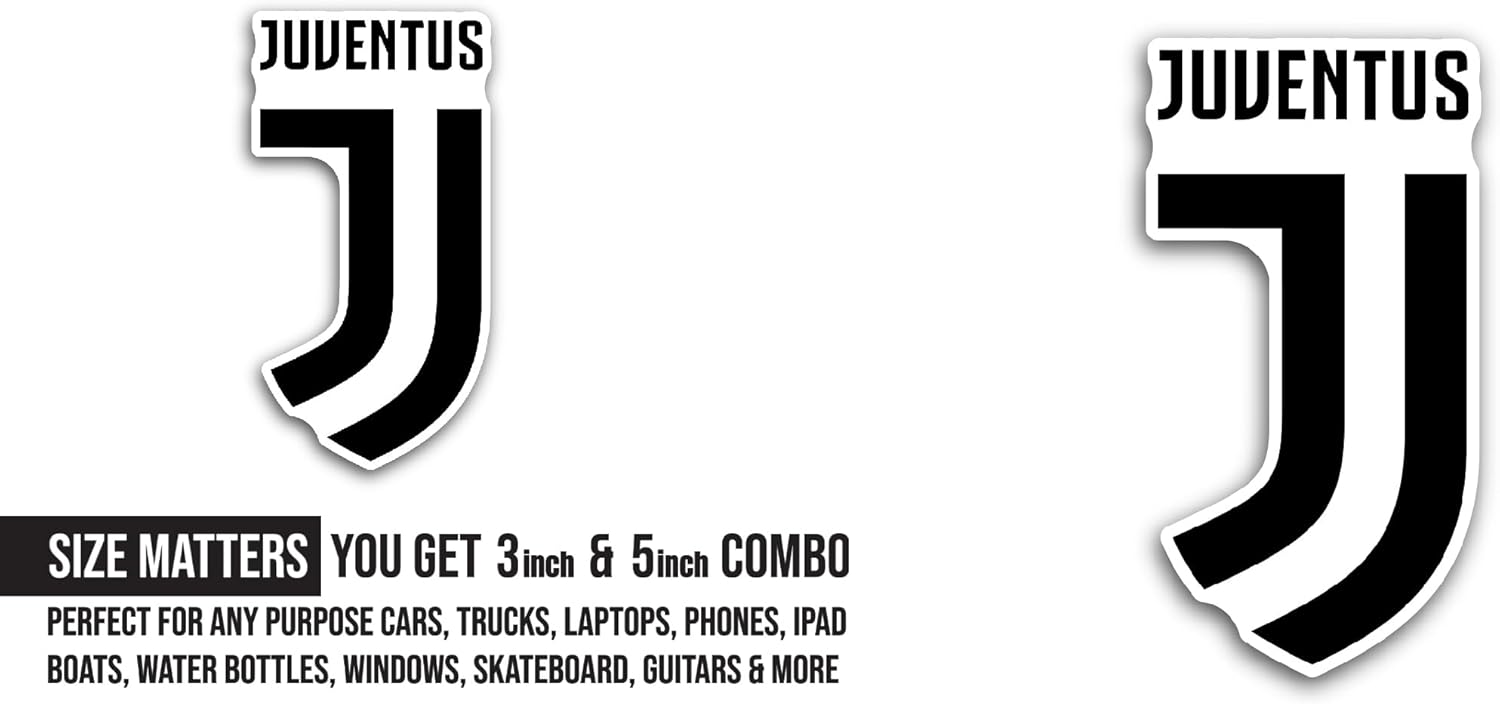 2 (Pieces) 3" and 5" Juv3ntus Sticker, Waterproof Vinyl Decals for Many Purpose Like Cars, Trucks, Laptops, Phones, Windows and More