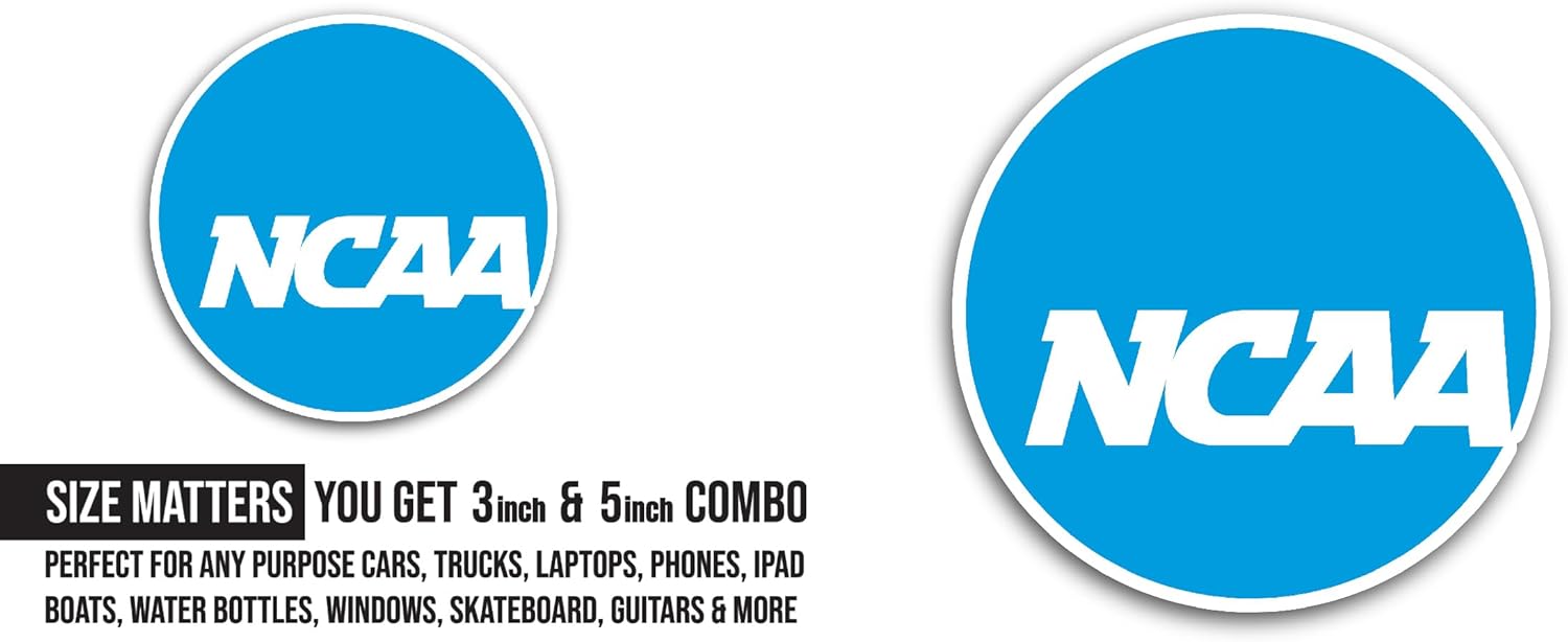 2 (Pieces) 3" and 5" NCAA Sticker, Waterproof Vinyl Decals for Many Purpose Like Cars, Trucks, Laptops, Phones, Windows and More