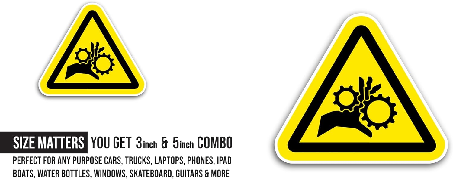 2 (Pieces) 3" and 5" Rotating Roller Hazard Sticker, Waterproof Vinyl Decals for Many Purpose Like Cars, Trucks, Laptops, Phones, Windows and More