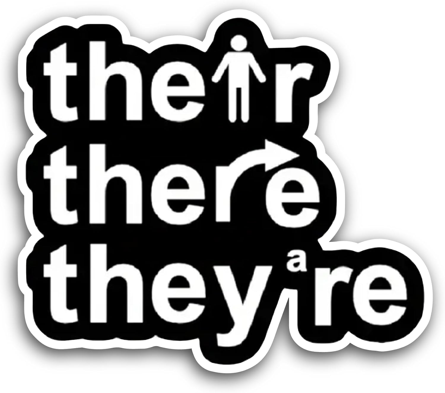 2 (Pieces) 3" and 5" Their There Theyre Sticker, Waterproof Vinyl Decals for Many Purpose Like Cars, Trucks, Laptops, Phones, Windows and More