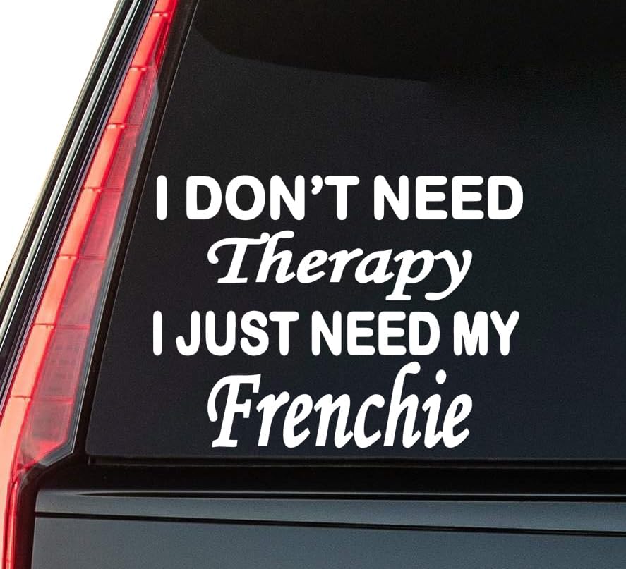 Frenchie Window Vinyl Decal Sticker 6" (White), Waterproof Vinyl Decals for Many Purpose Like Cars, Trucks, Laptops, Phones, Windows and More