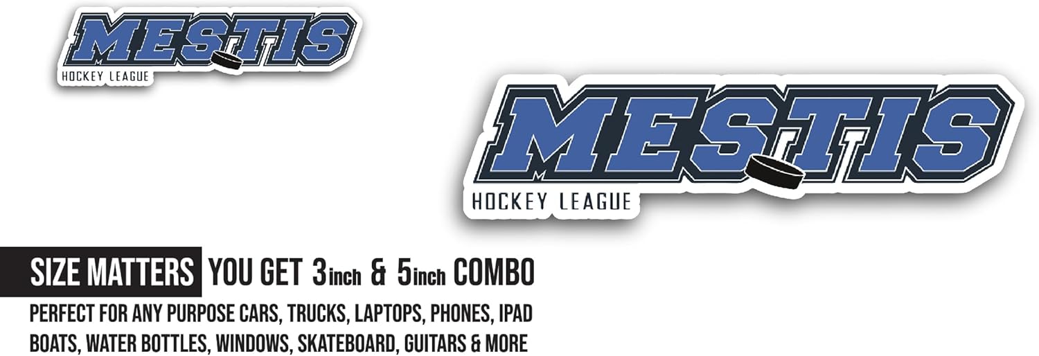 2 (Pieces) 3" and 5" Mestis Sticker, Waterproof Vinyl Decals for Many Purpose Like Cars, Trucks, Laptops, Phones, Windows and More